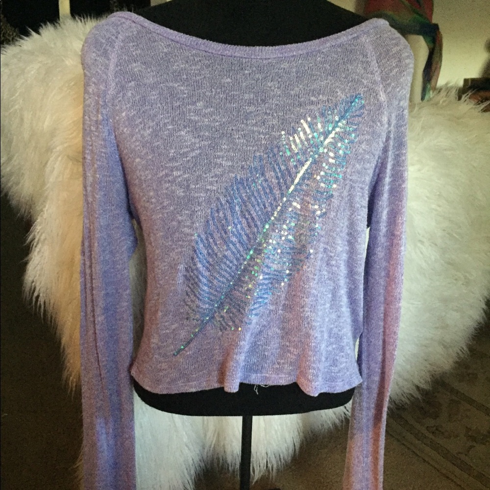 Purple feathered long sleeve